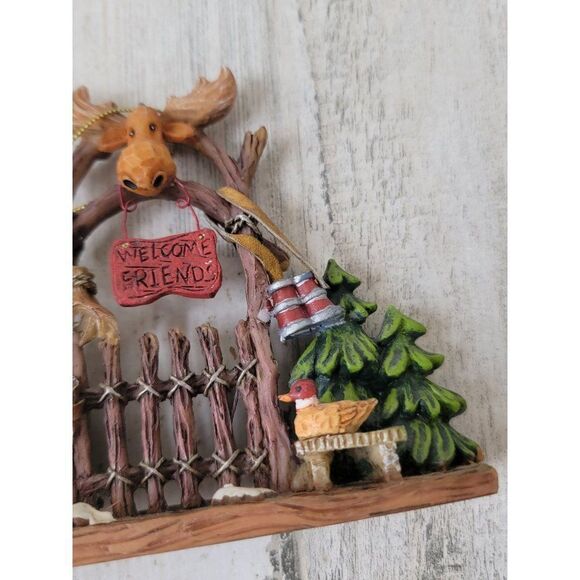 Welcome Friends moose duck Woods hunting ornament Xmas decor - Picture 4 of 7